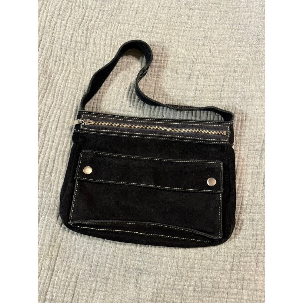 Vintage Banana Republic Purse Suede Y2K Handbag Black Bag Top Handle
